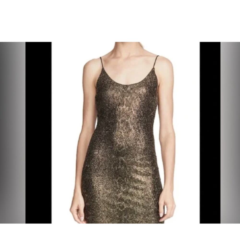 Alice + Olivia Delora Snake Effect Black Gold Disco Bodycon Dress Size 8